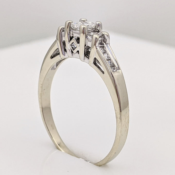 14K WHITE .62 CARAT TOTAL WEIGHT I1 G DIAMOND PRINCESS CUT (13) ESTATE RING 3.0 GRAMS