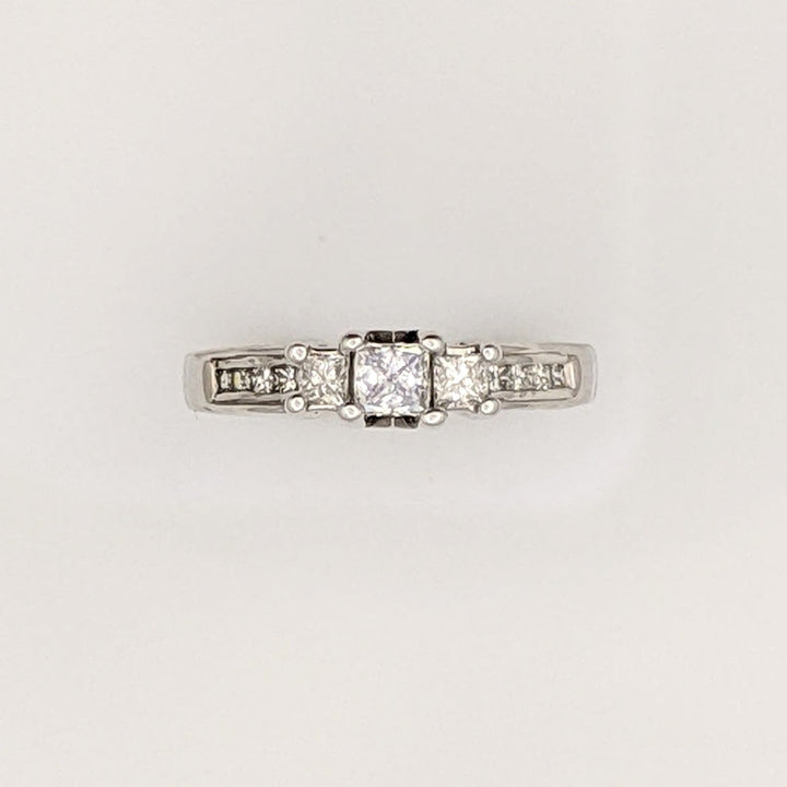 14K WHITE .75 CARAT TOTAL WEIGHT I1 G DIAMOND PRINCESS CUT (13) TRINITY ESTATE RING 3.3 GRAMS