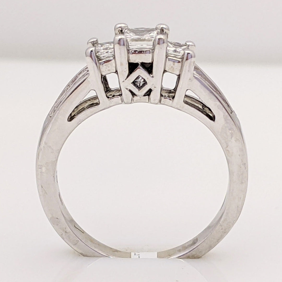 14K WHITE .75 CARAT TOTAL WEIGHT I1 G DIAMOND PRINCESS CUT (13) TRINITY ESTATE RING 3.3 GRAMS