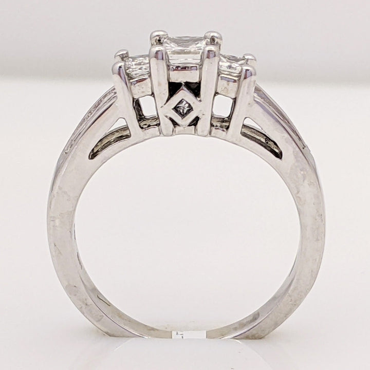 14K WHITE .75 CARAT TOTAL WEIGHT I1 G DIAMOND PRINCESS CUT (13) TRINITY ESTATE RING 3.3 GRAMS