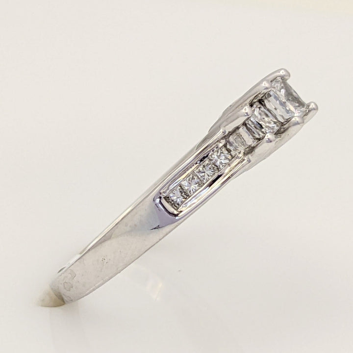 14K WHITE .75 CARAT TOTAL WEIGHT I1 G DIAMOND PRINCESS CUT (13) TRINITY ESTATE RING 3.3 GRAMS