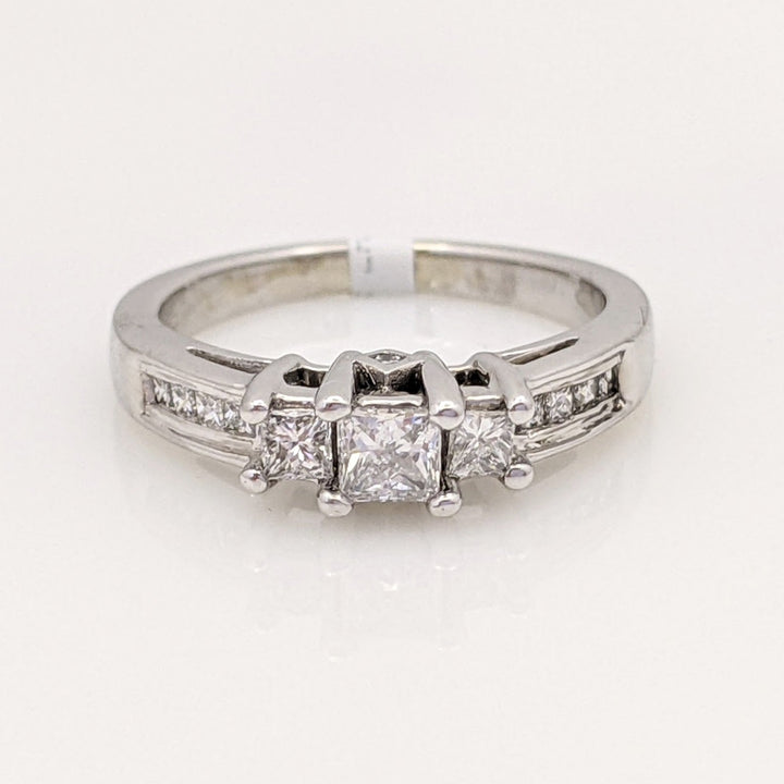 14K WHITE .75 CARAT TOTAL WEIGHT I1 G DIAMOND PRINCESS CUT (13) TRINITY ESTATE RING 3.3 GRAMS