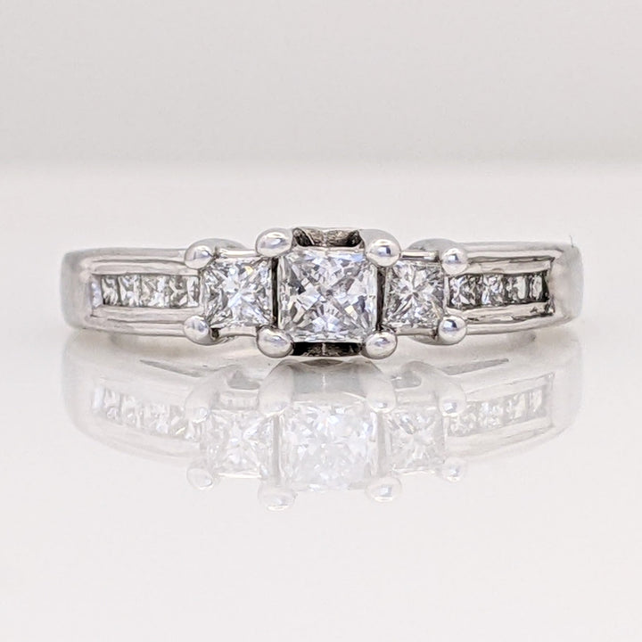 14K WHITE .75 CARAT TOTAL WEIGHT I1 G DIAMOND PRINCESS CUT (13) TRINITY ESTATE RING 3.3 GRAMS