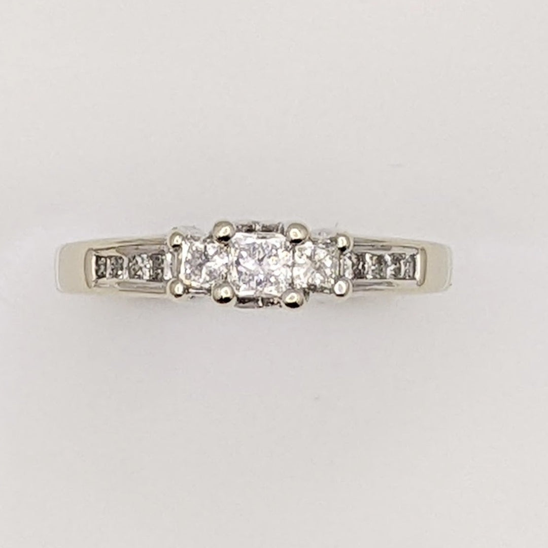 14K WHITE .50 CARAT TOTAL WEIGHT SI2 G DIAMOND PRINCESS CUT (13) ESTATE RING 3.3 GRAMS