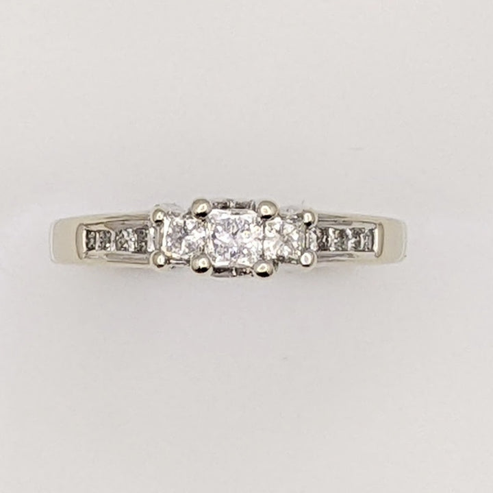 14K WHITE .50 CARAT TOTAL WEIGHT SI2 G DIAMOND PRINCESS CUT (13) ESTATE RING 3.3 GRAMS