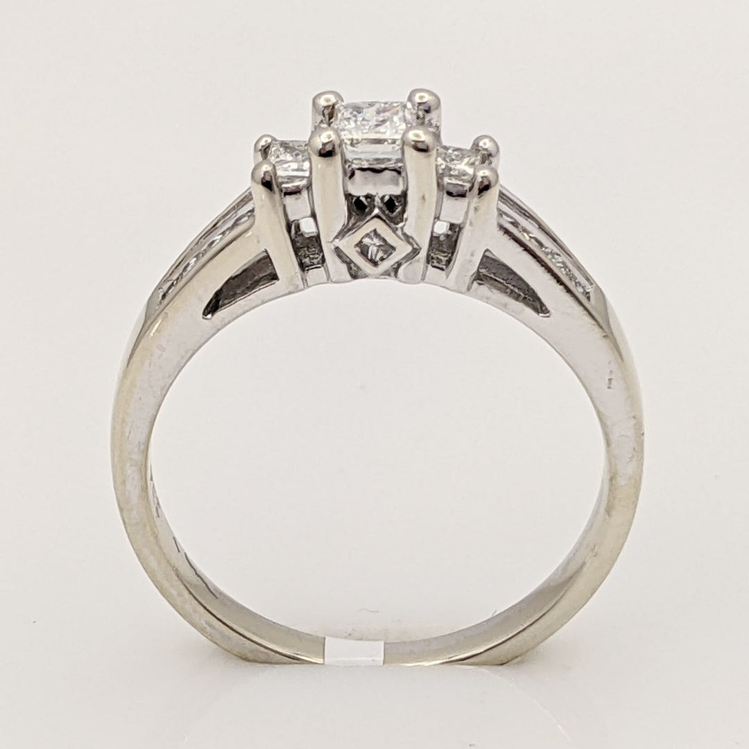 14K WHITE .50 CARAT TOTAL WEIGHT SI2 G DIAMOND PRINCESS CUT (13) ESTATE RING 3.3 GRAMS