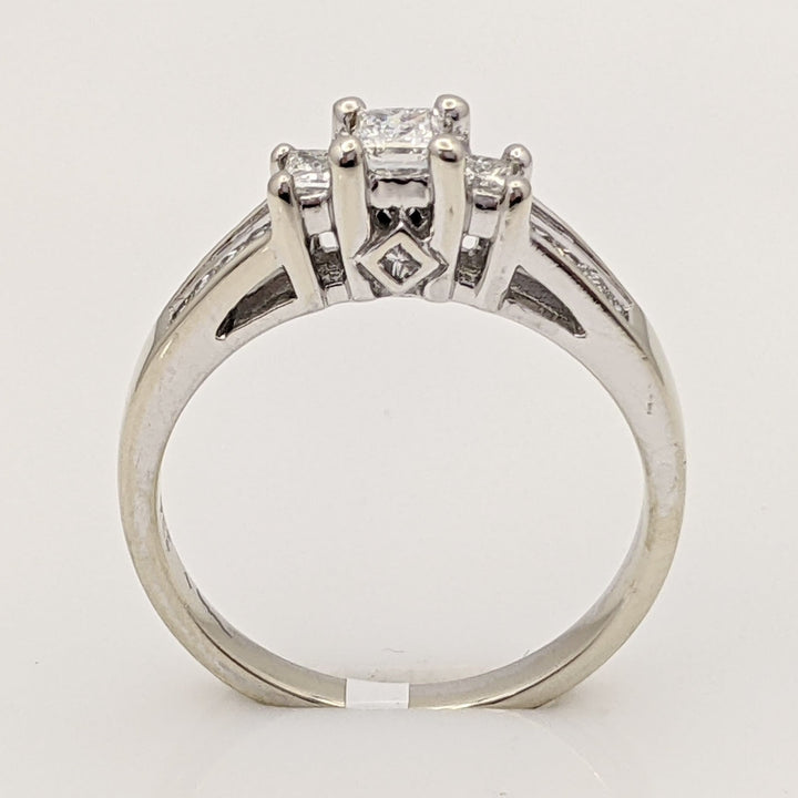 14K WHITE .50 CARAT TOTAL WEIGHT SI2 G DIAMOND PRINCESS CUT (13) ESTATE RING 3.3 GRAMS