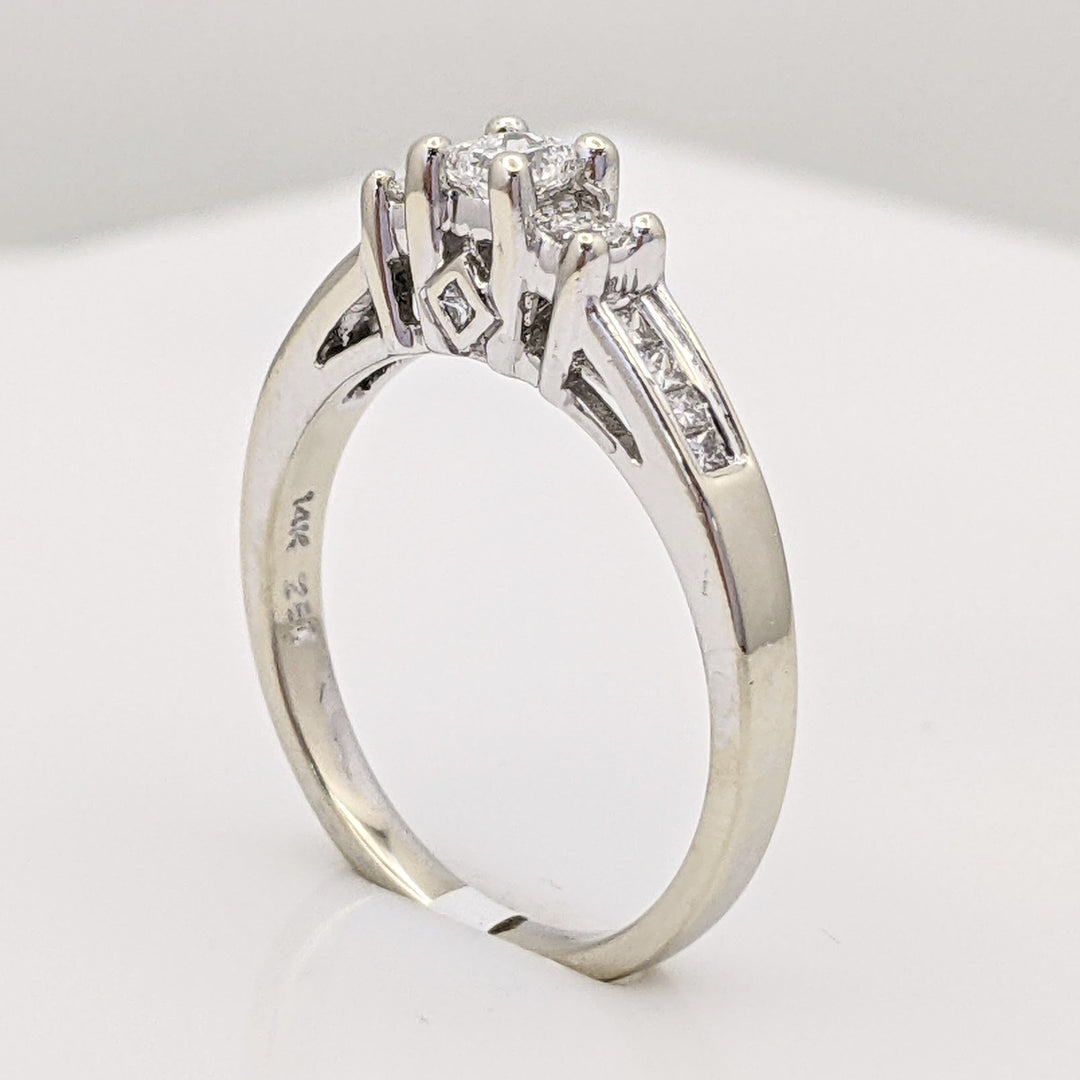 14K WHITE .50 CARAT TOTAL WEIGHT SI2 G DIAMOND PRINCESS CUT (13) ESTATE RING 3.3 GRAMS