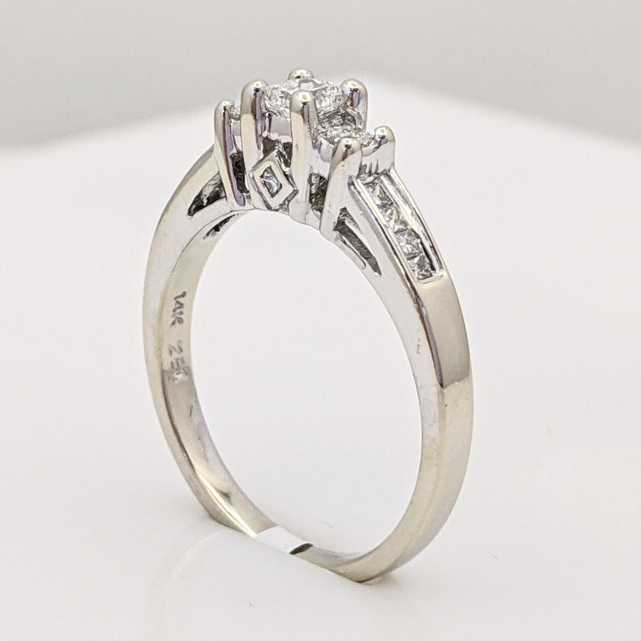 14K WHITE .50 CARAT TOTAL WEIGHT SI2 G DIAMOND PRINCESS CUT (13) ESTATE RING 3.3 GRAMS