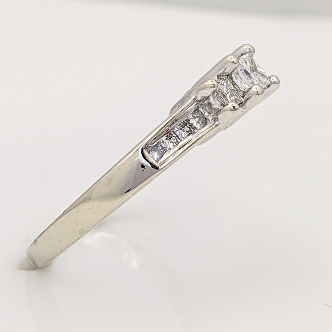14K WHITE .50 CARAT TOTAL WEIGHT SI2 G DIAMOND PRINCESS CUT (13) ESTATE RING 3.3 GRAMS