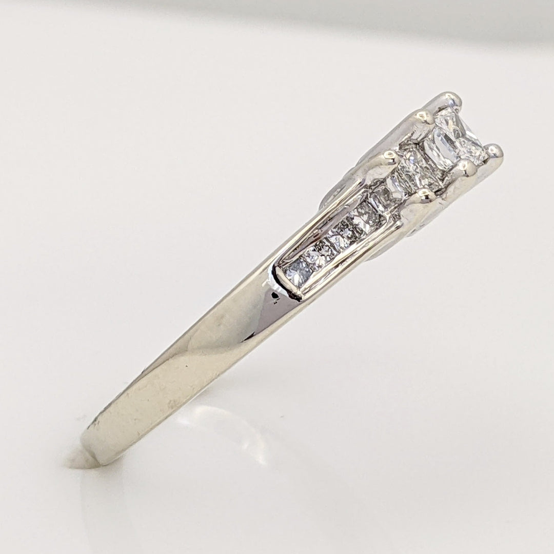 14K WHITE .62 CARAT TOTAL WEIGHT I1 G DIAMOND PRINCESS CUT (13) ESTATE RING 3.0 GRAMS