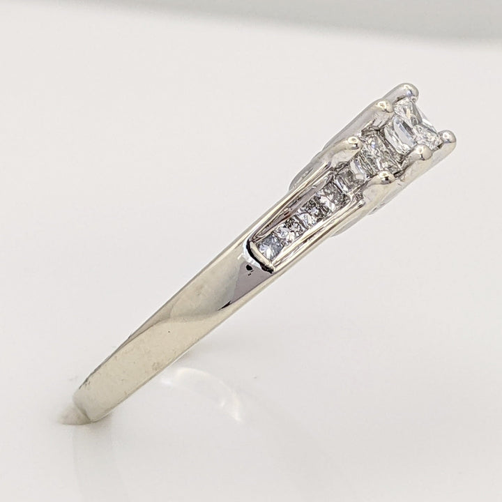 14K WHITE .62 CARAT TOTAL WEIGHT I1 G DIAMOND PRINCESS CUT (13) ESTATE RING 3.0 GRAMS