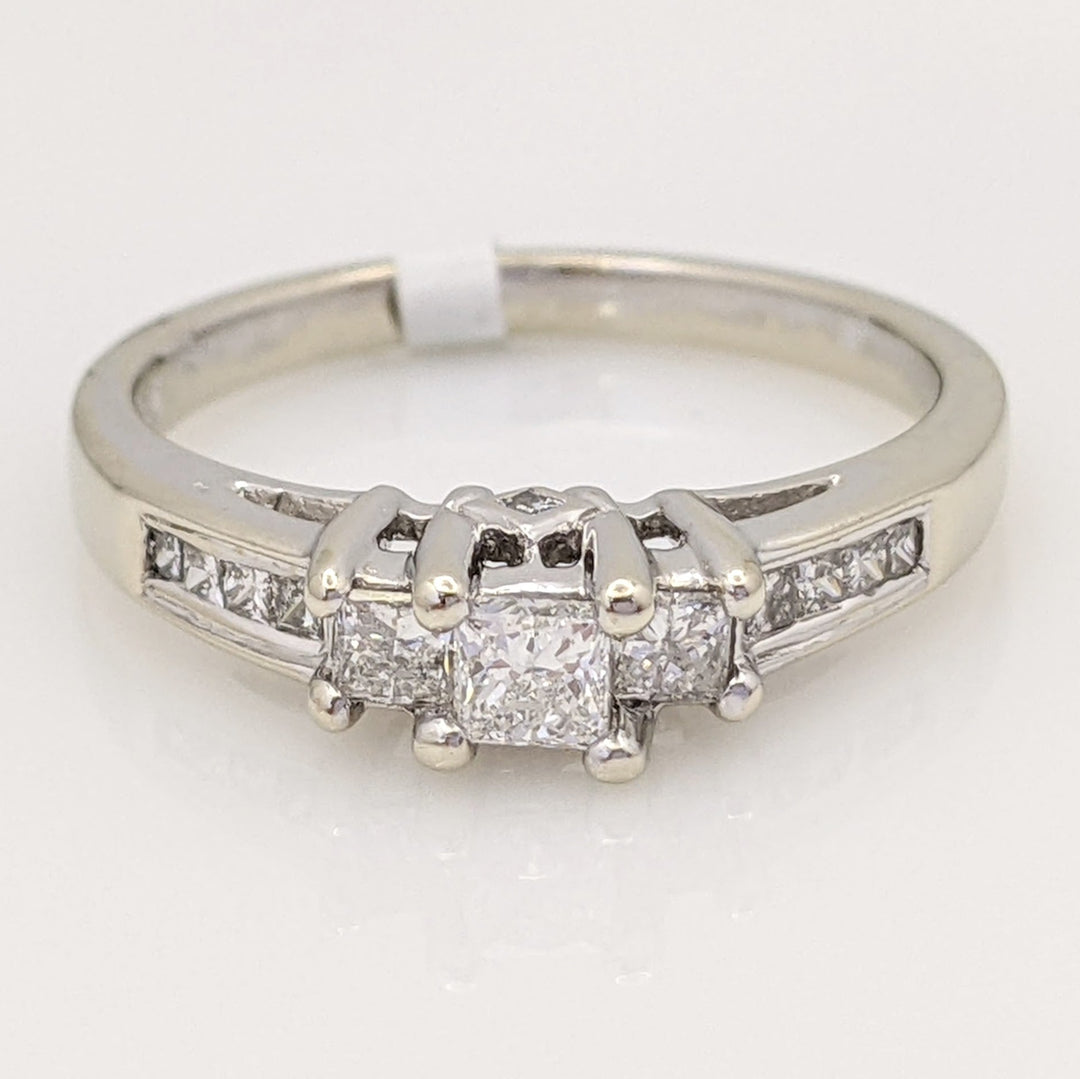 14K WHITE .50 CARAT TOTAL WEIGHT SI2 G DIAMOND PRINCESS CUT (13) ESTATE RING 3.3 GRAMS
