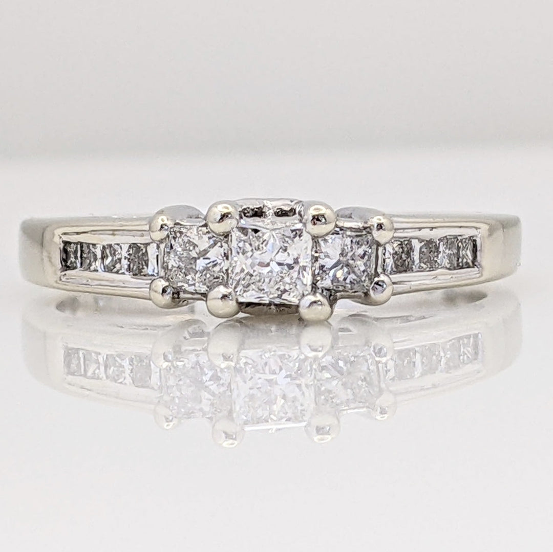 14K WHITE .50 CARAT TOTAL WEIGHT SI2 G DIAMOND PRINCESS CUT (13) ESTATE RING 3.3 GRAMS
