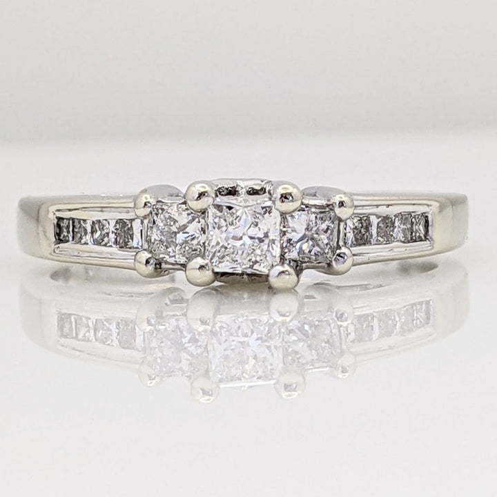 14K WHITE .50 CARAT TOTAL WEIGHT SI2 G DIAMOND PRINCESS CUT (13) ESTATE RING 3.3 GRAMS