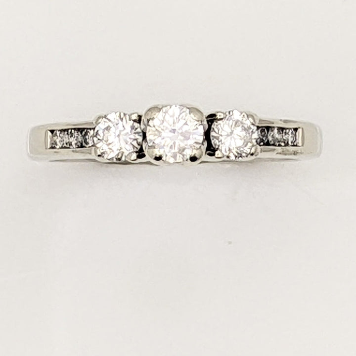 14K WHITE .51 CARAT TOTAL WEIGHT I1 G DIAMOND ROUND (9) TRINITY ESTATE RING 2.7 GRAMS