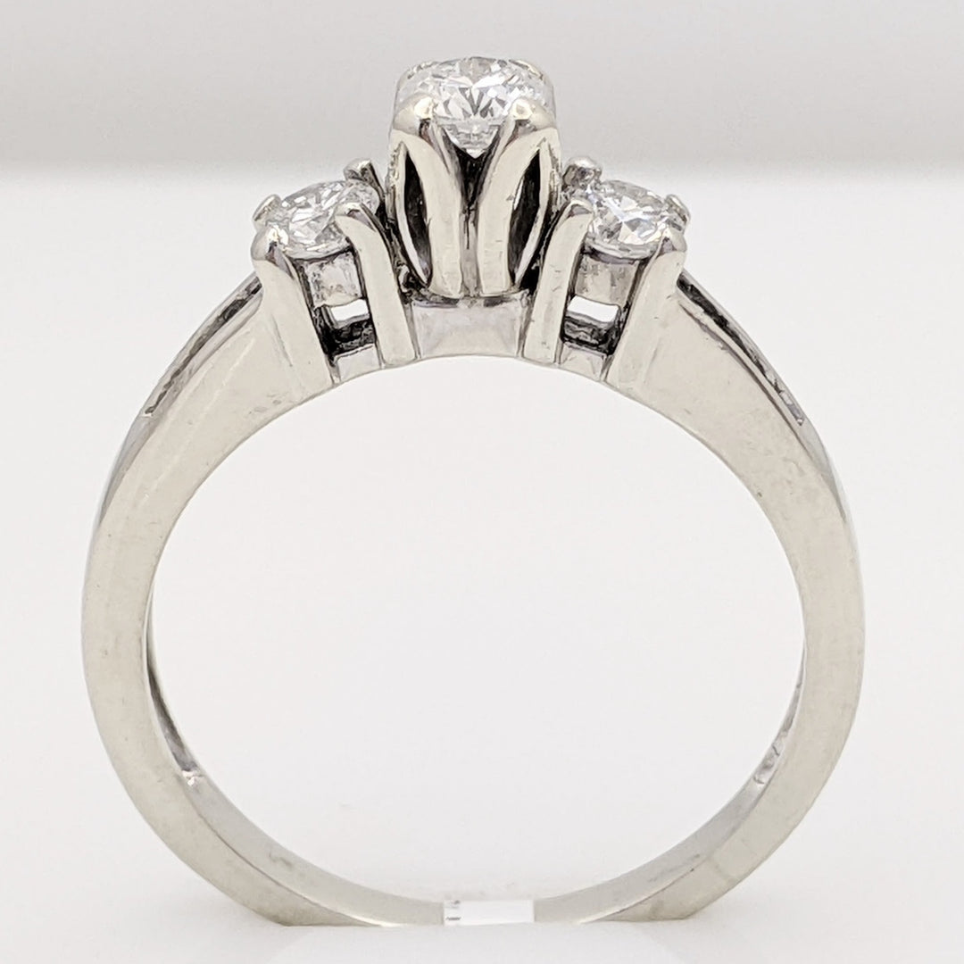 14K WHITE .51 CARAT TOTAL WEIGHT I1 G DIAMOND ROUND (9) TRINITY ESTATE RING 2.7 GRAMS