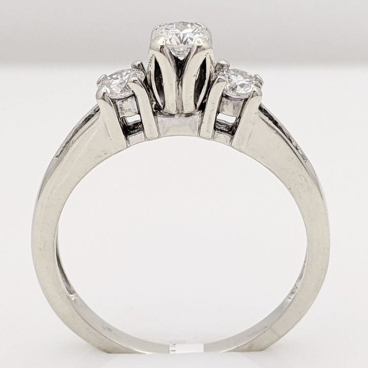 14K WHITE .51 CARAT TOTAL WEIGHT I1 G DIAMOND ROUND (9) TRINITY ESTATE RING 2.7 GRAMS