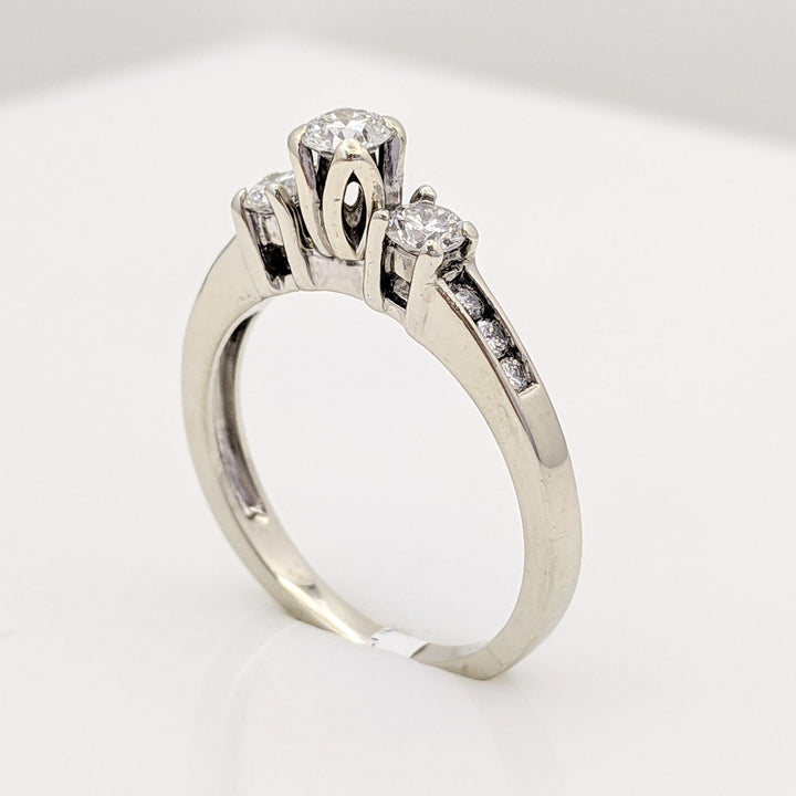 14K WHITE .51 CARAT TOTAL WEIGHT I1 G DIAMOND ROUND (9) TRINITY ESTATE RING 2.7 GRAMS