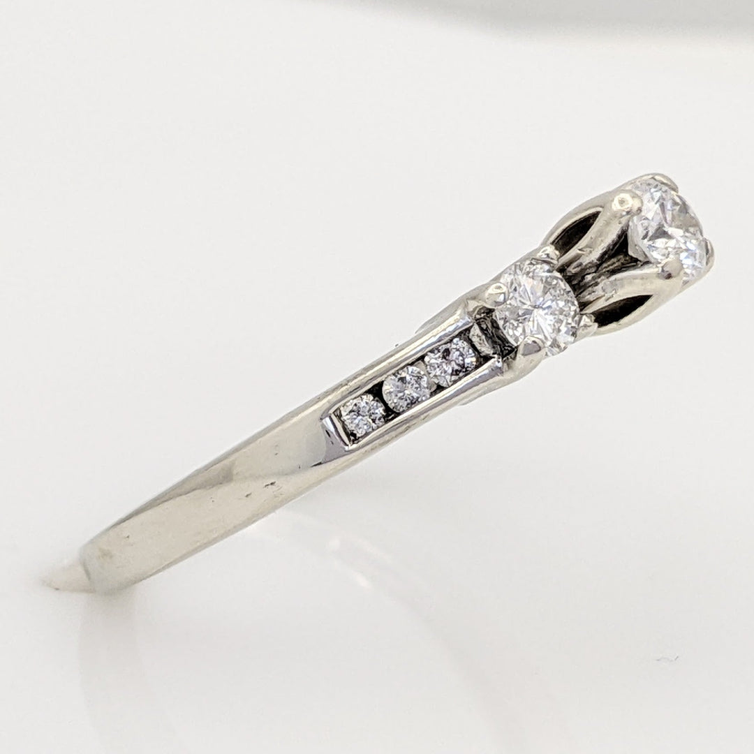 14K WHITE .51 CARAT TOTAL WEIGHT I1 G DIAMOND ROUND (9) TRINITY ESTATE RING 2.7 GRAMS