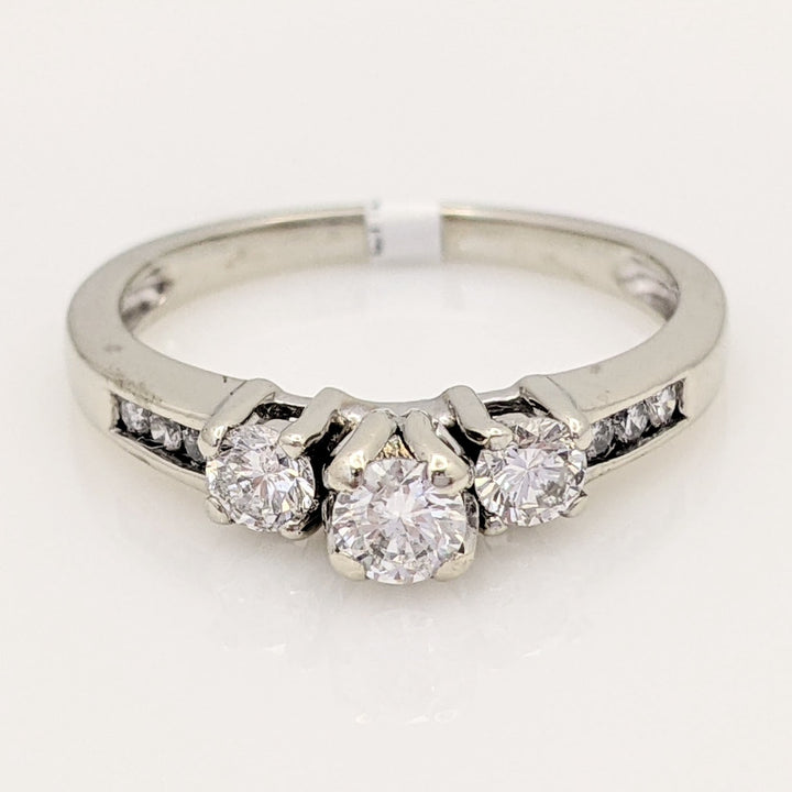 14K WHITE .51 CARAT TOTAL WEIGHT I1 G DIAMOND ROUND (9) TRINITY ESTATE RING 2.7 GRAMS