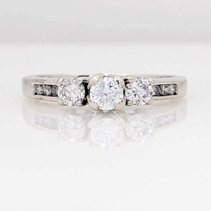 14K WHITE .51 CARAT TOTAL WEIGHT I1 G DIAMOND ROUND (9) TRINITY ESTATE RING 2.7 GRAMS