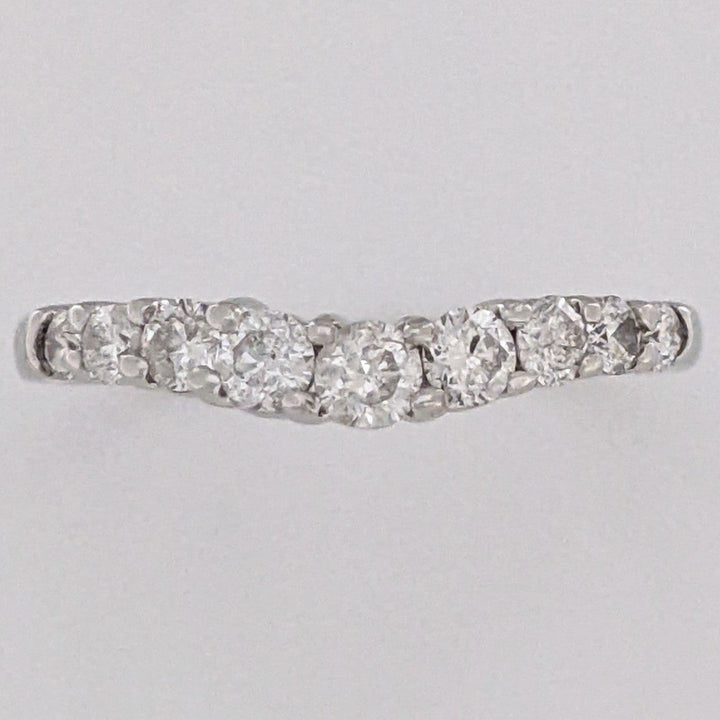 14K WHITE .31 CARAT TOTAL WEIGHT I1 H DIAMOND ROUND (9) ESTATE CURVED PRONG BAND 1.7 GRAMS
