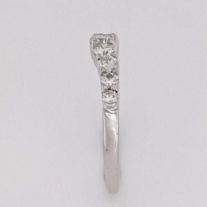 14K WHITE .31 CARAT TOTAL WEIGHT I1 H DIAMOND ROUND (9) ESTATE CURVED PRONG BAND 1.7 GRAMS