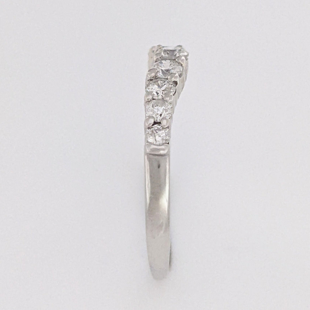 14K WHITE .31 CARAT TOTAL WEIGHT I1 H DIAMOND ROUND (9) ESTATE CURVED PRONG BAND 1.7 GRAMS