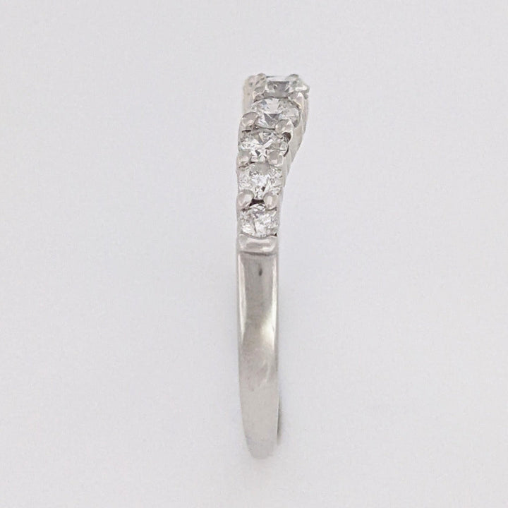 14K WHITE .31 CARAT TOTAL WEIGHT I1 H DIAMOND ROUND (9) ESTATE CURVED PRONG BAND 1.7 GRAMS