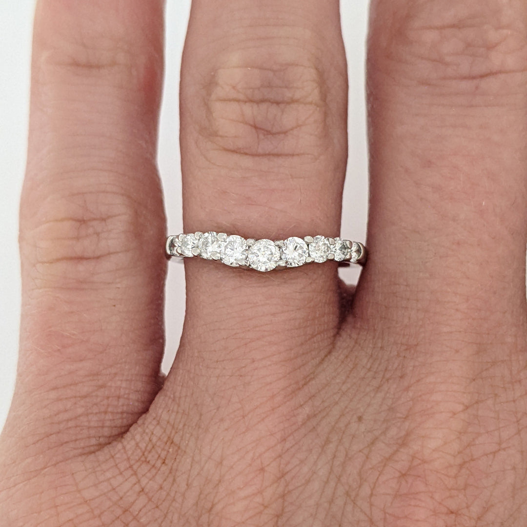 14K WHITE .31 CARAT TOTAL WEIGHT I1 H DIAMOND ROUND (9) ESTATE CURVED PRONG BAND 1.7 GRAMS