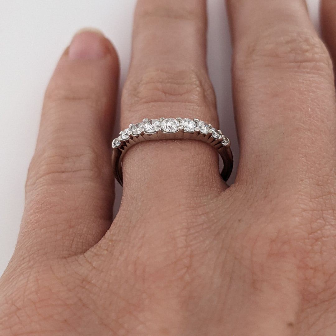 14K WHITE .31 CARAT TOTAL WEIGHT I1 H DIAMOND ROUND (9) ESTATE CURVED PRONG BAND 1.7 GRAMS