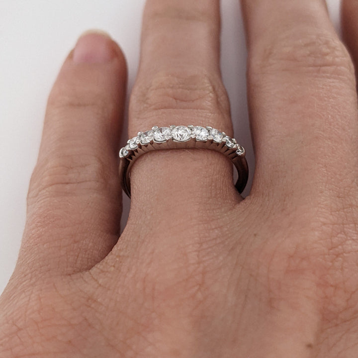 14K WHITE .31 CARAT TOTAL WEIGHT I1 H DIAMOND ROUND (9) ESTATE CURVED PRONG BAND 1.7 GRAMS