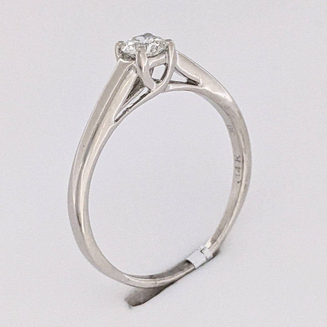 14K WHITE .29 CARAT TOTAL SI2 I DIAMOND ROUND SOLITAIRE ESTATE RING 2.3 GRAMS