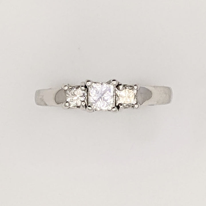 14K WHITE .50 CARAT TOTAL WEIGHT SI2 G DIAMOND PRINCESS CUT (3) TRINITY ESTATE RING 2.6 GRAMS