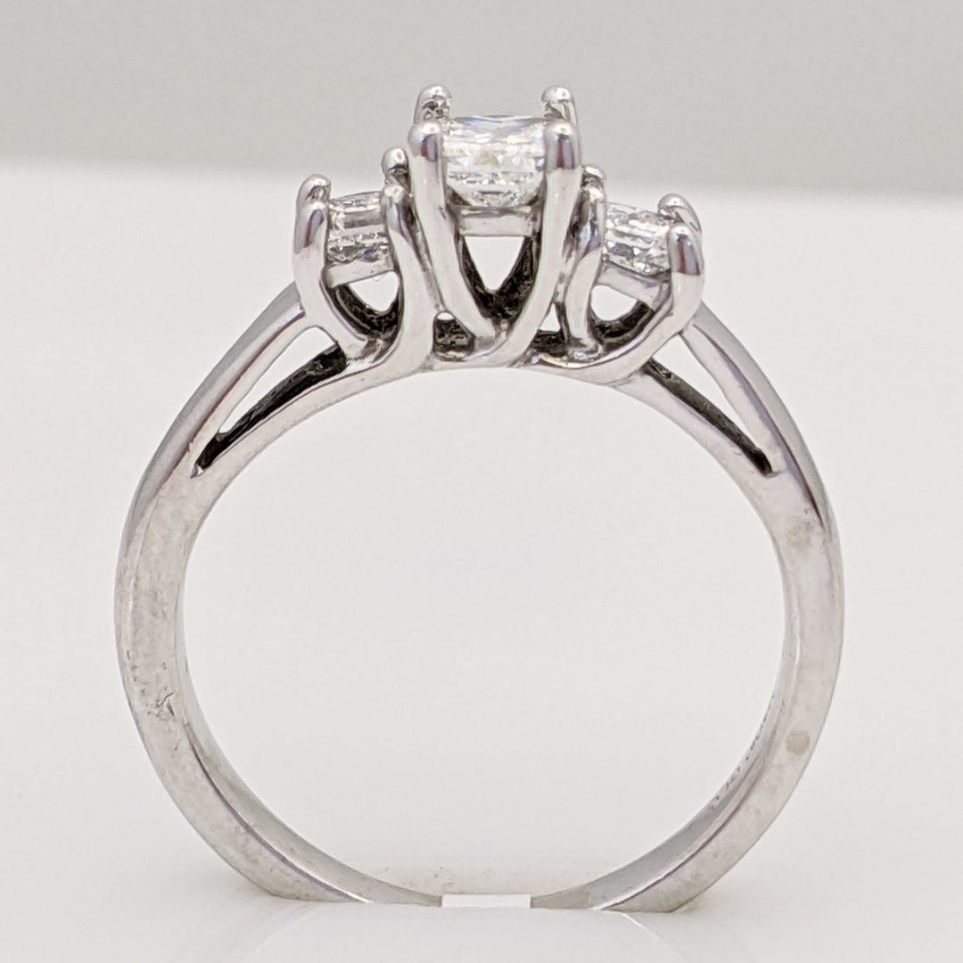 14K WHITE .50 CARAT TOTAL WEIGHT SI2 G DIAMOND PRINCESS CUT (3) TRINITY ESTATE RING 2.6 GRAMS