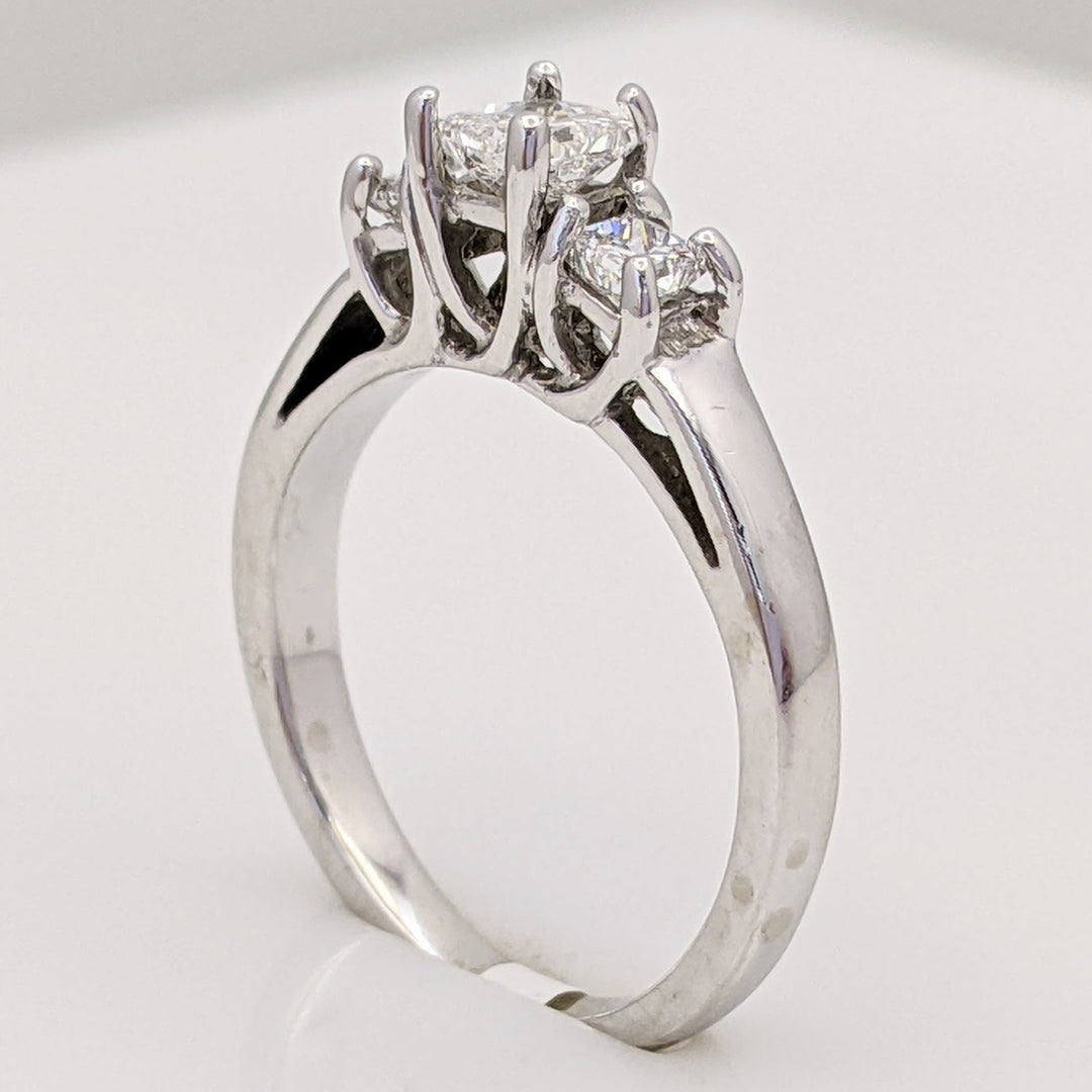 14K WHITE .50 CARAT TOTAL WEIGHT SI2 G DIAMOND PRINCESS CUT (3) TRINITY ESTATE RING 2.6 GRAMS