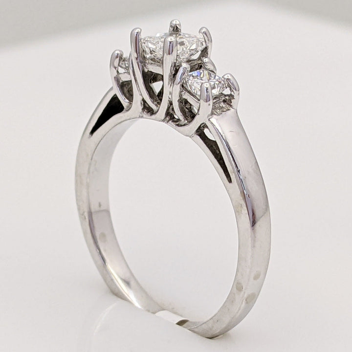 14K WHITE .50 CARAT TOTAL WEIGHT SI2 G DIAMOND PRINCESS CUT (3) TRINITY ESTATE RING 2.6 GRAMS