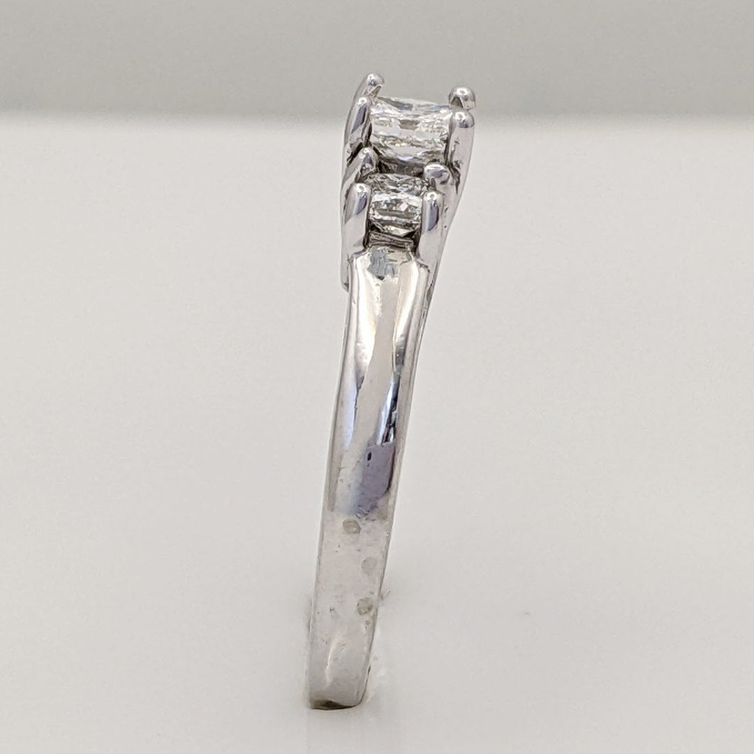 14K WHITE .50 CARAT TOTAL WEIGHT SI2 G DIAMOND PRINCESS CUT (3) TRINITY ESTATE RING 2.6 GRAMS