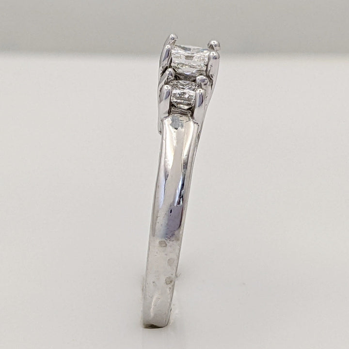 14K WHITE .50 CARAT TOTAL WEIGHT SI2 G DIAMOND PRINCESS CUT (3) TRINITY ESTATE RING 2.6 GRAMS