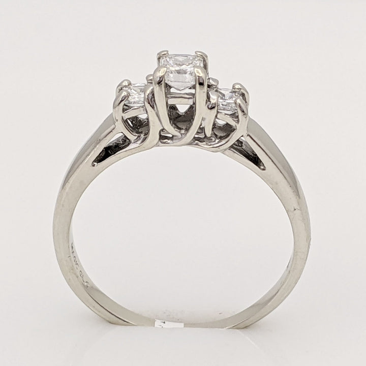 14K WHITE .44 CARAT TOTAL WEIGHT SI2 G DIAMOND ROUND (3) TRINITY ESTATE RING 2.7 GRAMS
