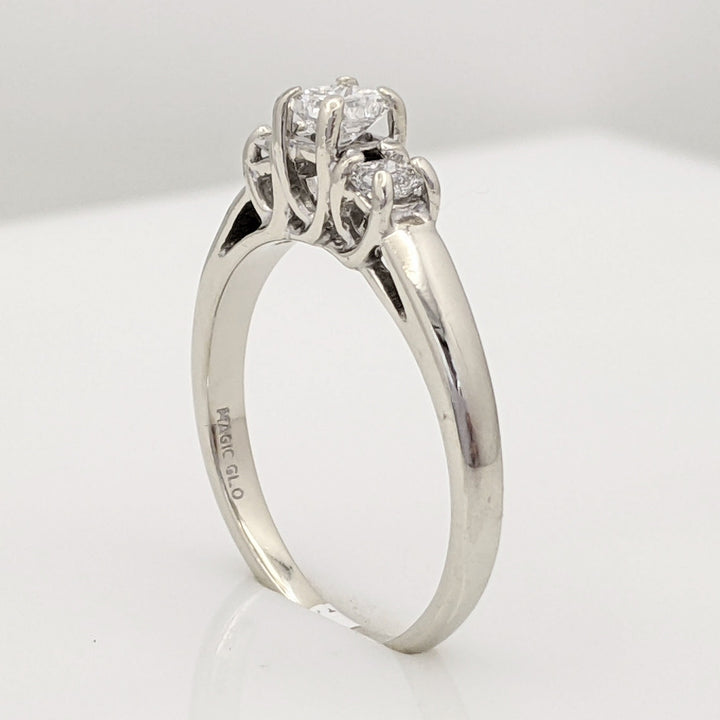 14K WHITE .44 CARAT TOTAL WEIGHT SI2 G DIAMOND ROUND (3) TRINITY ESTATE RING 2.7 GRAMS