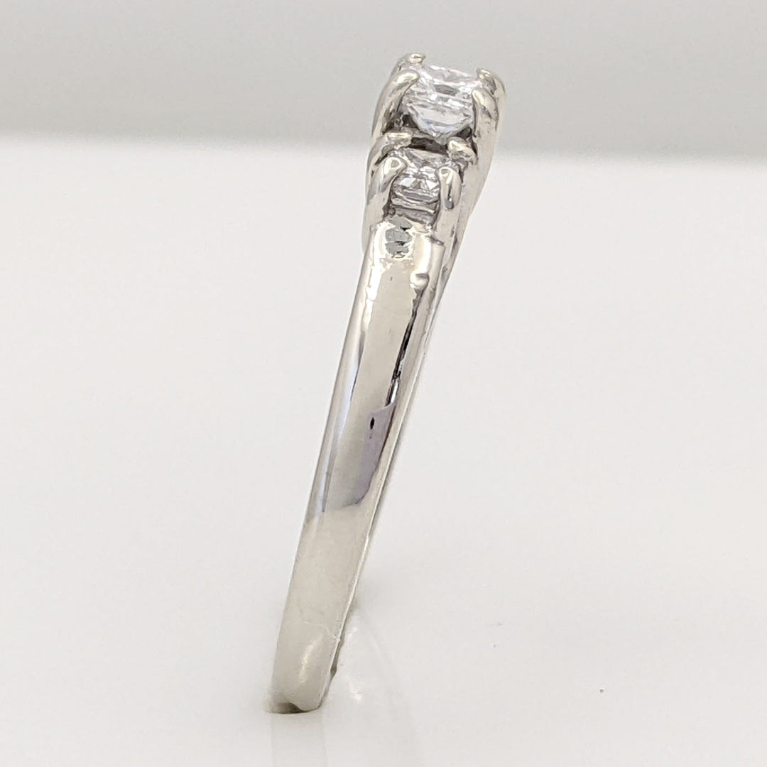 14K WHITE .44 CARAT TOTAL WEIGHT SI2 G DIAMOND ROUND (3) TRINITY ESTATE RING 2.7 GRAMS