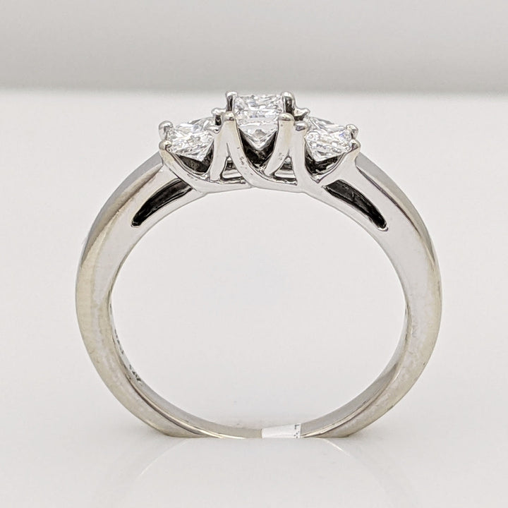 14K WHITE .51 CARAT TOTAL WEIGHT SI1 G DIAMOND PRINCESS CUT (3) TRINITY ESTATE RING 2.8 GRAMS