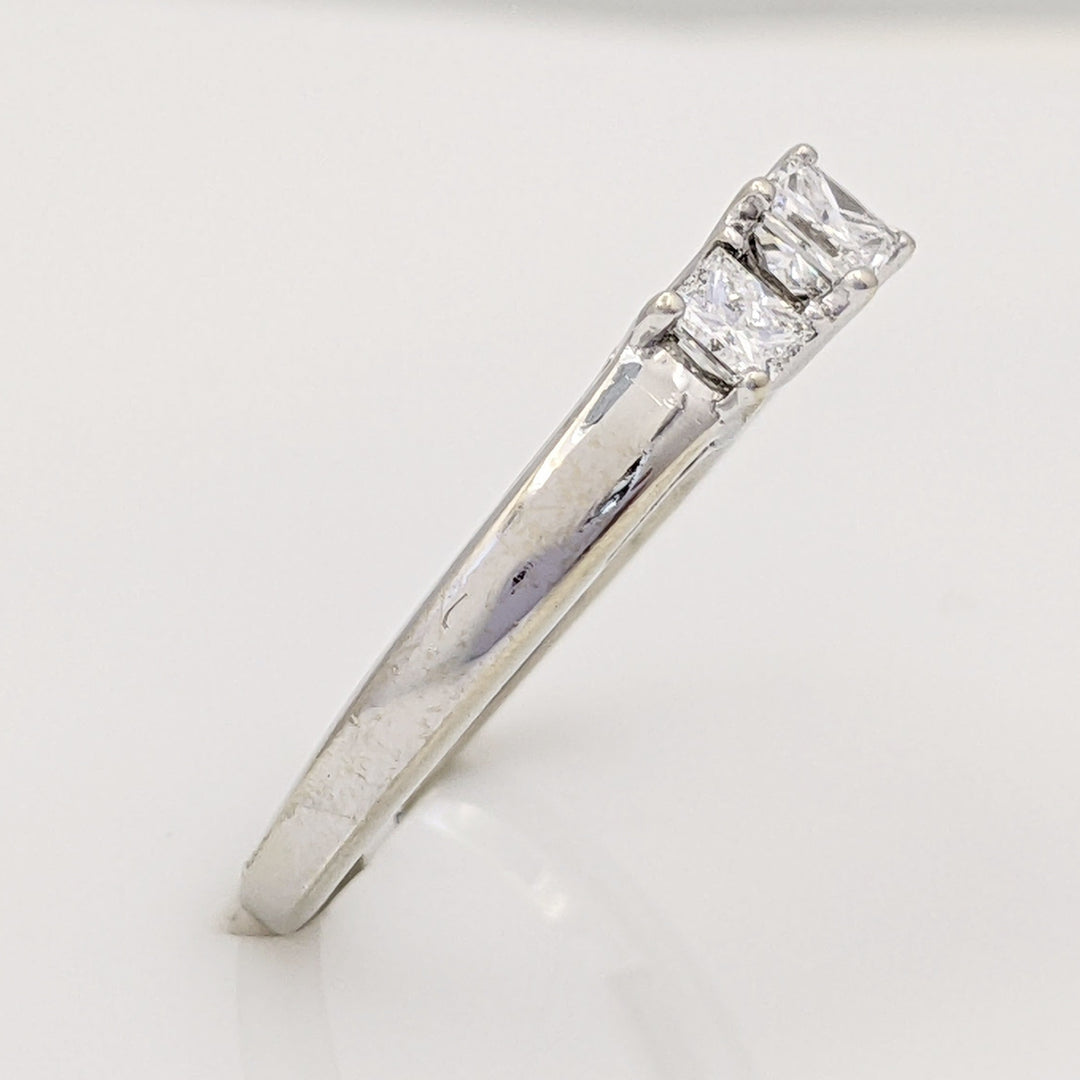 14K WHITE .51 CARAT TOTAL WEIGHT SI1 G DIAMOND PRINCESS CUT (3) TRINITY ESTATE RING 2.8 GRAMS
