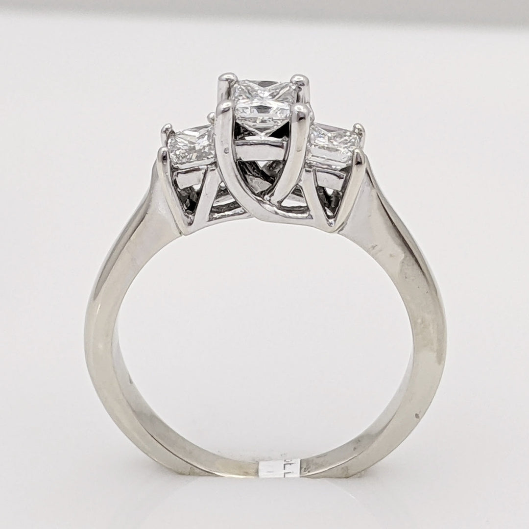 14k WHITE .66 CARAT TOTAL WEIGHT SI1 G DIAMOND PRINCESS CUT (3) ESTATE RING 3.4 GRAMS