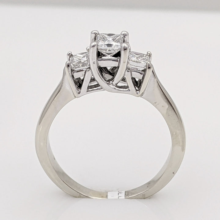 14k WHITE .66 CARAT TOTAL WEIGHT SI1 G DIAMOND PRINCESS CUT (3) ESTATE RING 3.4 GRAMS
