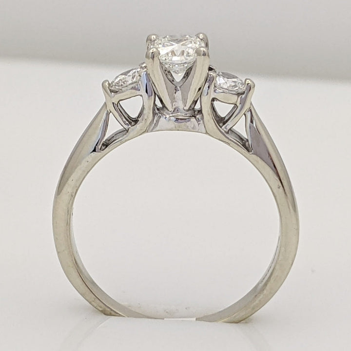 14K WHITE .49 CARAT TOTAL WEIGHT SI1 I DIAMOND PRINCESS CUT CENTER WITH (2) ROUND TRINITY ESTATE RING 2.5 GRAMS
