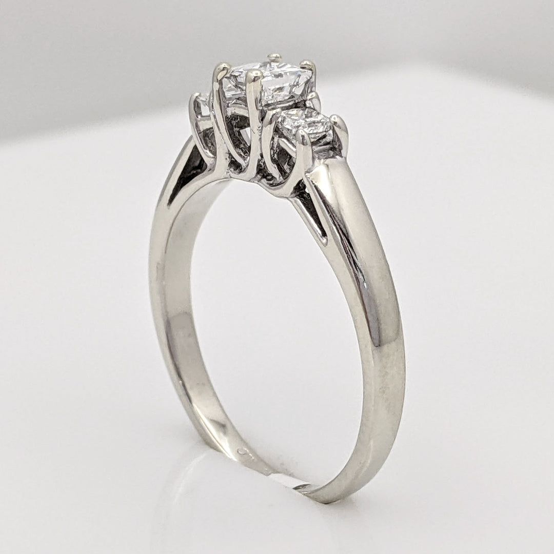 14K WHITE .45 CARAT TOTAL WEIGHT I1 F DIAMOND PRINCESS CUT (3) TRINITY ESTATE RING 2.7 GRAMS