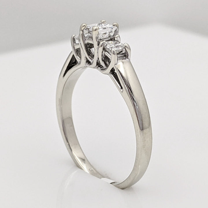 14K WHITE .45 CARAT TOTAL WEIGHT I1 F DIAMOND PRINCESS CUT (3) TRINITY ESTATE RING 2.7 GRAMS